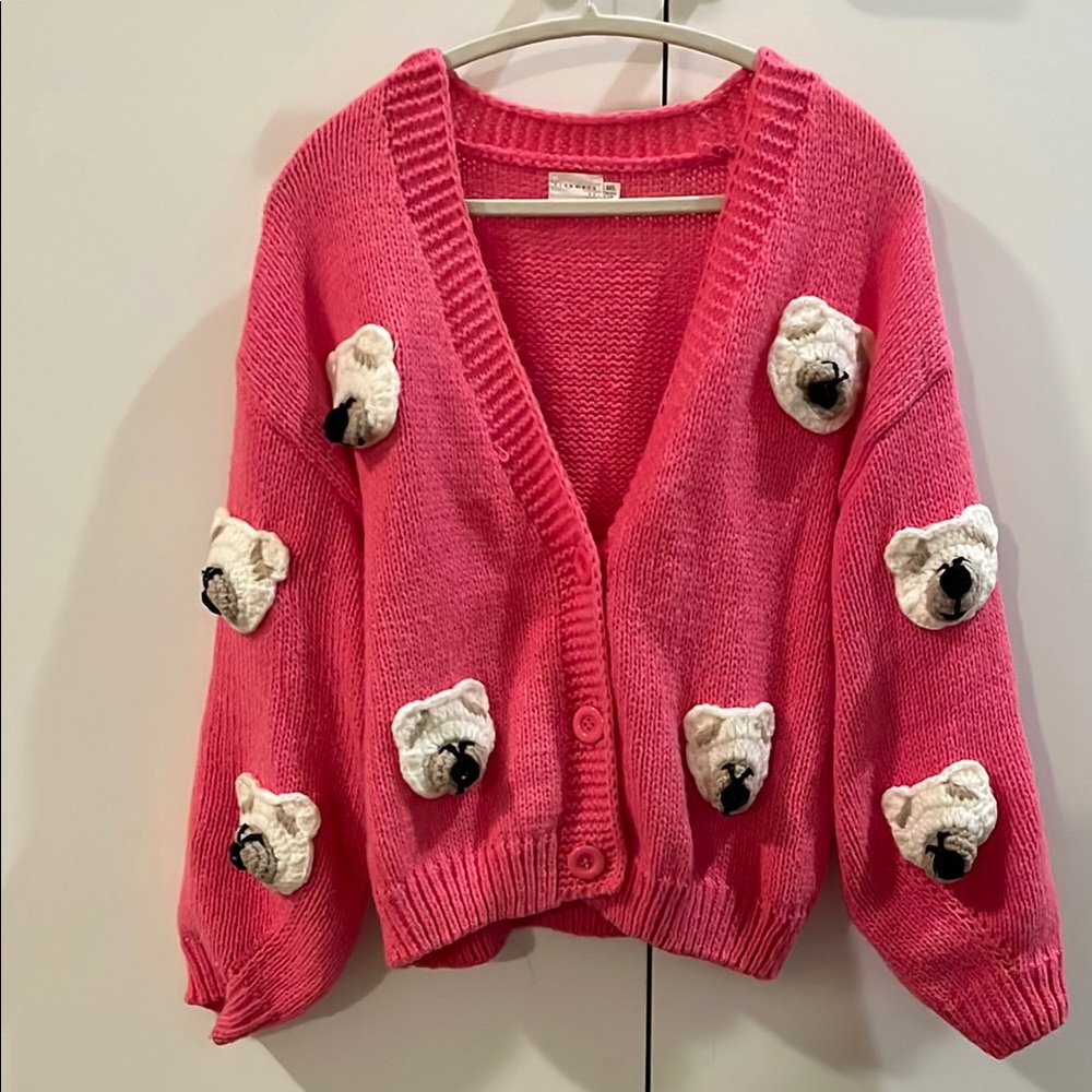 Pink Bear Knit Cardigan